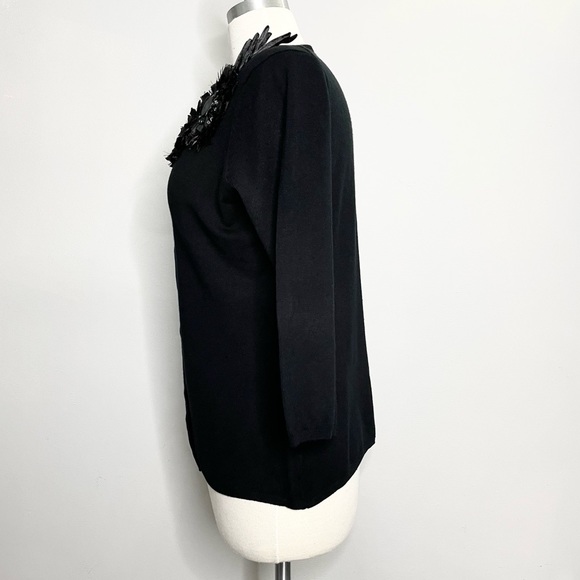 ADRIENNE VITTADINI Floral Ribbon Appliqué Cardigan Sweater - Picture 2 of 8